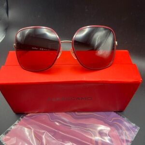 Salvatore Ferragamo Gancini detail  Bordeaux square round sunglasses MSRP $400
